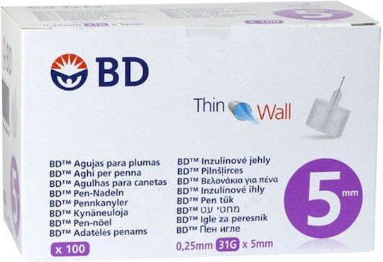 BD Thin Wall Ace Insuline 31G 100 Bucăți