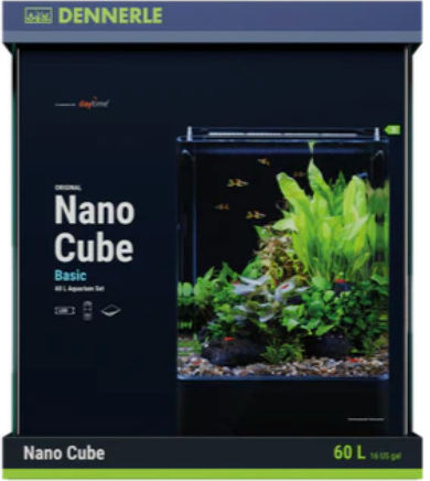 Dennerle Nano Cube Basic Aquarium Ψarien Gewicht 60lt mit Beleuchtung, Filter 38x38x43cm Schwarz