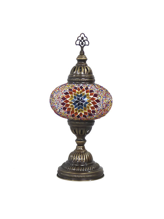 Πορτατίφ Μεταλλικό Πολύχρωμο Γυαλί Boho Oriental Moroccan Style Μαροκινό Στυλoriental Pr-a Πορτατιφ Βιτρω Ορθιο Bronze-πολυχρωμο Γυαλι Ε/14