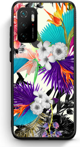 Xiaomi Poco M3 Pro Sea Flowers Черен Лъскав Калъф