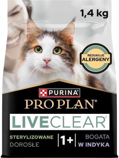 Live Clear Dry Food for Adult Neutered Cats with Sensitive Urinary Tracts and Turkey 1.4kg for Allergen Reduction