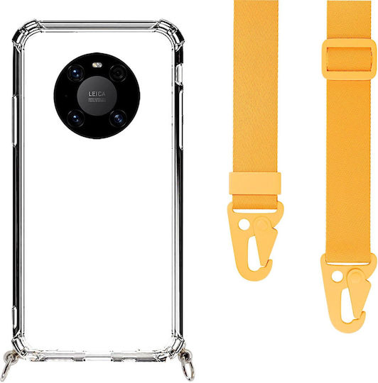 Mobile Phone Case Transparent Strap Mustard Yellow Huawei Mate 40