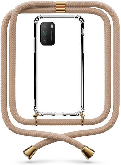 Husă Telefon Transparentă Cu Șnur Bej Xiaomi Poco M3