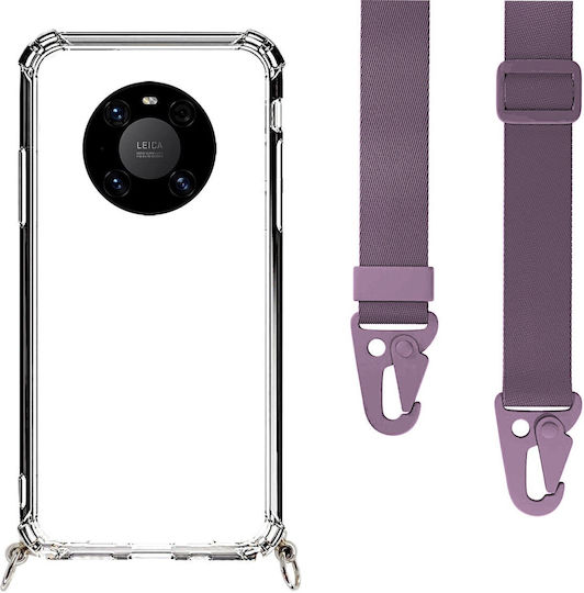 Handyhülle Transparent Nackenriemen Lila Huawei Mate 40