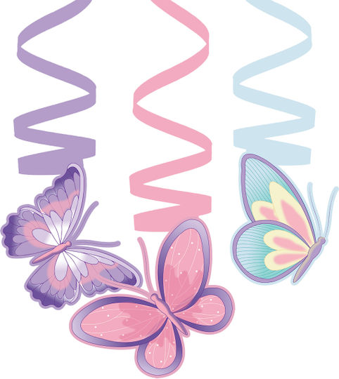 Hanging Spiral Butterfly Decorations Butterfly Flutter 6 Pieces