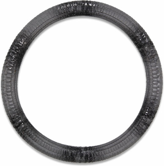 Car Steering Wheel Cover Gray Black 37-39cm Pvc & Rubber Embossed Anti-Slip Universal