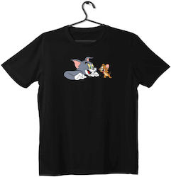 Tricou Unisex Negru Cu Design Tom Jerry