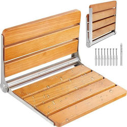 Folding Shower Chair Wall-mounted Brown Stainless Steel Wood Max 100 Kg Open Dimensions 408 X 340 X 270 Mm