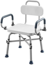 Scaun Rotativ de Duș cu Mânere și Spătar pentru Persoane cu Dizabilități Max 227 Kg Antiderapant din Aluminiu cu Înălțime Reglabilă