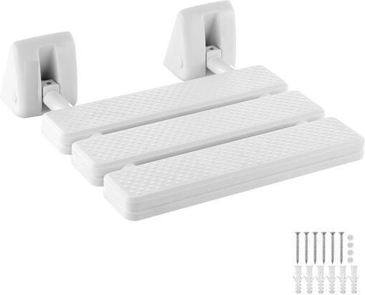 Scaun Rabatabil Pentru Duș Montat Pe Perete Alb Aluminiu PP 340 X 320 X 110 Mm Max 100 Kg