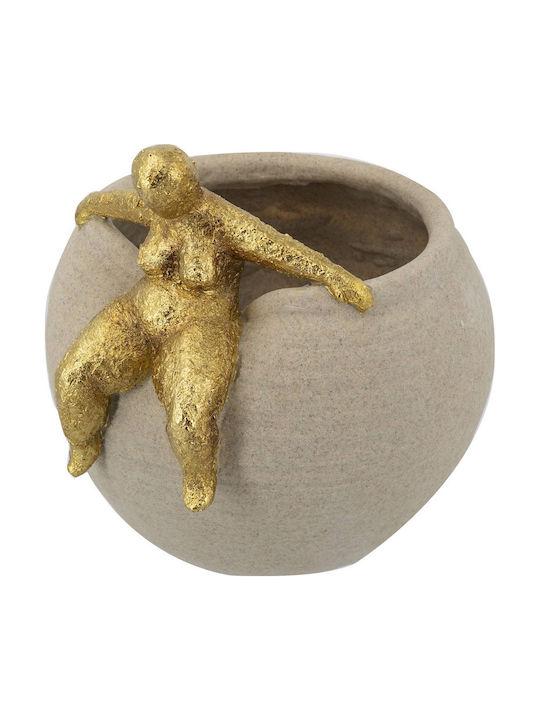 Artekko Figurine Dekorative Schale aus Polyresin Beiges 23,5x22,3x2,3cm