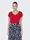 RILLA Women's Short Sleeve Blouse with V-Neckline Barbados Cherry