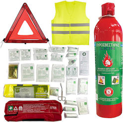 Carro 386103 Notfallkoffer Auto-Notfall-Kits Set Kteo 4 Stück Dreieck Erste-Hilfe-Koffer Feuerlöscher 1l Gelbes Warnweste Carro 386103 Notfallkoffer Auto-Notfall-Kits Set Kteo 4 Stück Dreieck Erste-Hilfe-Koffer Feuerlöscher 1l Gelbes Warnweste