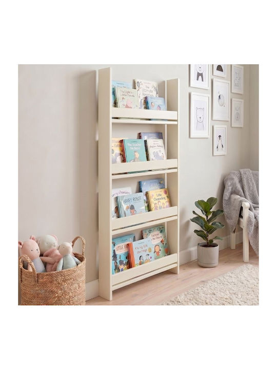 Wall Bookcase Wooden Beige 60x10x120cm