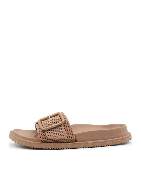 Holster Flache Damen Sandalen Braun
