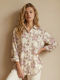 Long Sleeve Women's Denim Shirt Pink Floral