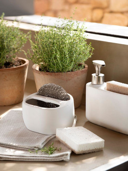 Andrea House White Aluminum Sponge Holder 13.5x10x11cm