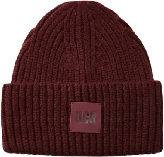 Chunky Rib Beanie Women's Beanie with Rib Knit in Burgundy Colour