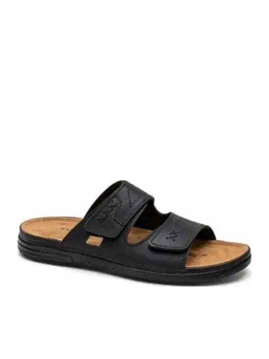 X-Feet Δερμάτινα Ανδρικά Σανδάλια σε Μαύρο Χρώμα