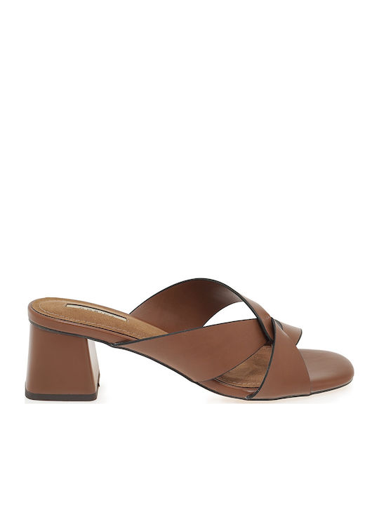 Kalista Mules With Heel In Tabac Brown Colour