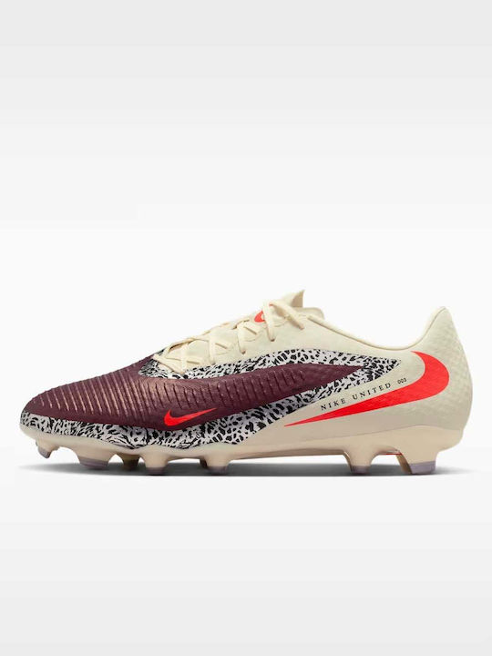 Nike United Phantom 6 Low Academy Football Shoes with Cleats FG Beige