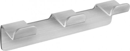 Triple Bathroom Hook with Sticker Silver