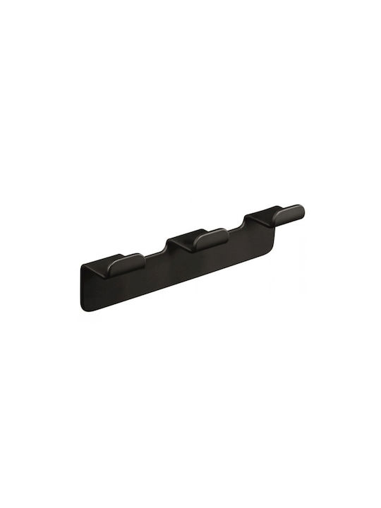 Triple Bathroom Hook with Sticker Black