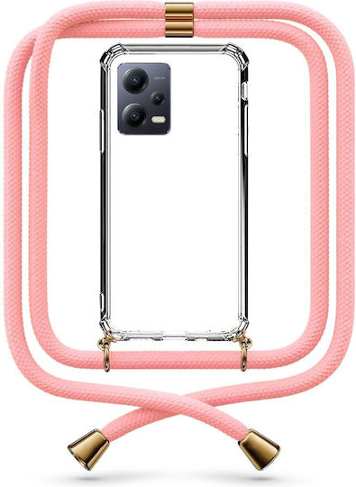Transparente Handyhülle mit Salmon-Kordel für Xiaomi Redmi Note 12 5G