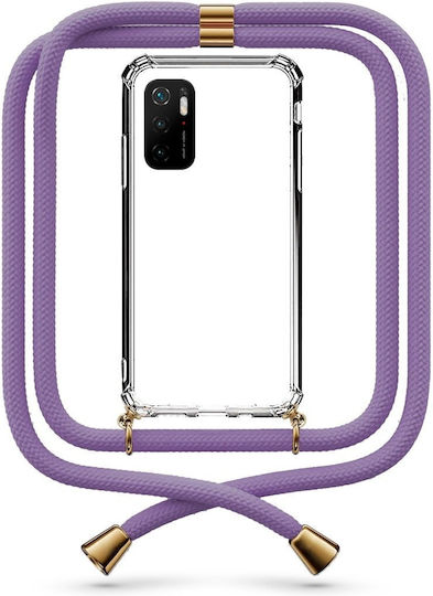 Transparente Handyhülle mit Lilafarbenem Kordel für Xiaomi Poco M3 Pro