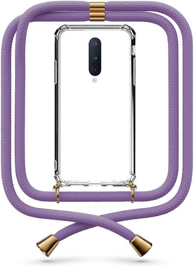 Husă Telefon Transparentă Cu Șnur Lila Oneplus 8