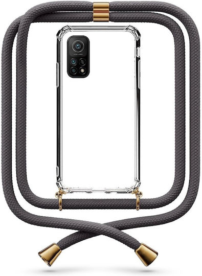 Θήκη Κινητού Διάφανη Κορδόνι Dark Grey Xiaomi Mi 10t
