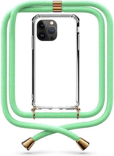 Mobile Phone Case Transparent Neck Strap Pistachio Green iPhone 14 Pro