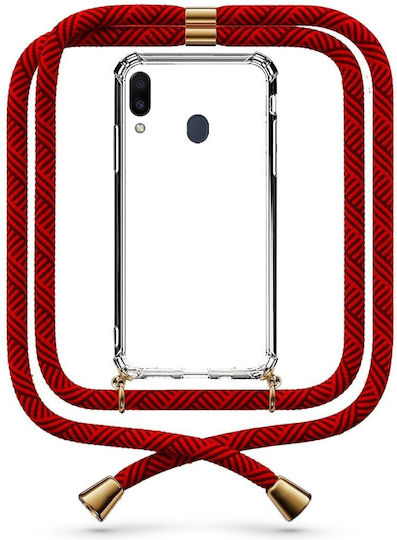 Θήκη Κινητού Διάφανη Κορδόνι Maroon Galaxy M20