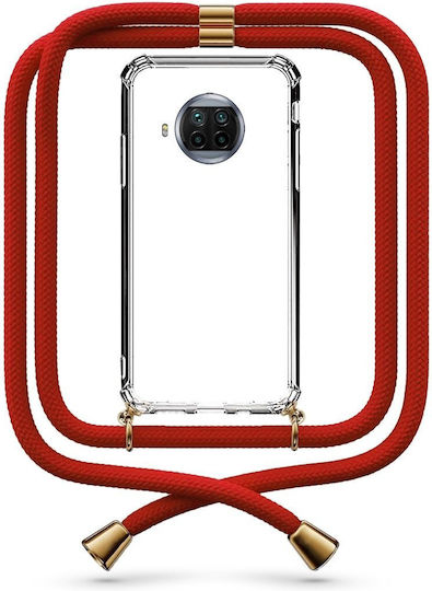 Handyhülle Transparent mit Nackenriemen Rot Xiaomi Mi 10T Lite