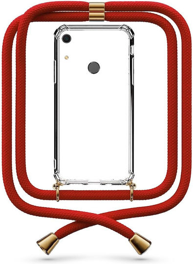 Transparente Handyhülle mit Nackenriemen Rot Huawei Y6s