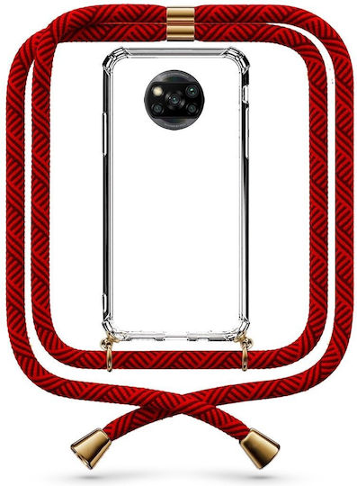 Mobile Phone Case Transparent Maroon Cord Xiaomi Poco X3