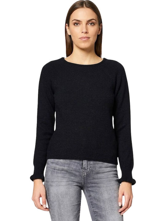 Damen Pullover Wolle Schwarz