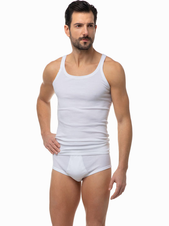 Minerva Ανδρικές Φανέλες Αμάνικες Λευκή 3Pack