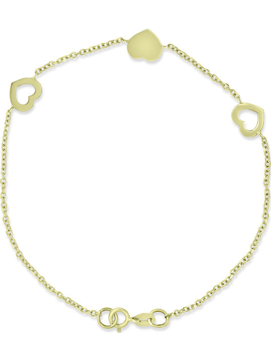 Ortaxidis Women's Bracelet with Heart Design in 14K Gold