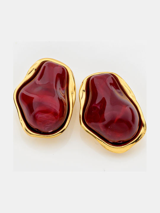 Stud Earrings Made of Resin with Red Stones Earrings 5175-18-Red