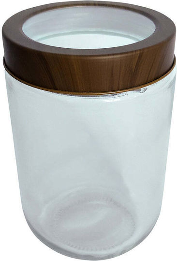 Brio Mate Βάζο Γενικής Χρήσης με Καπάκι Ξύλινο Διάφανο 600ml