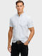 Oxford Short Sleeve Cotton Striped Light Blue Shirt