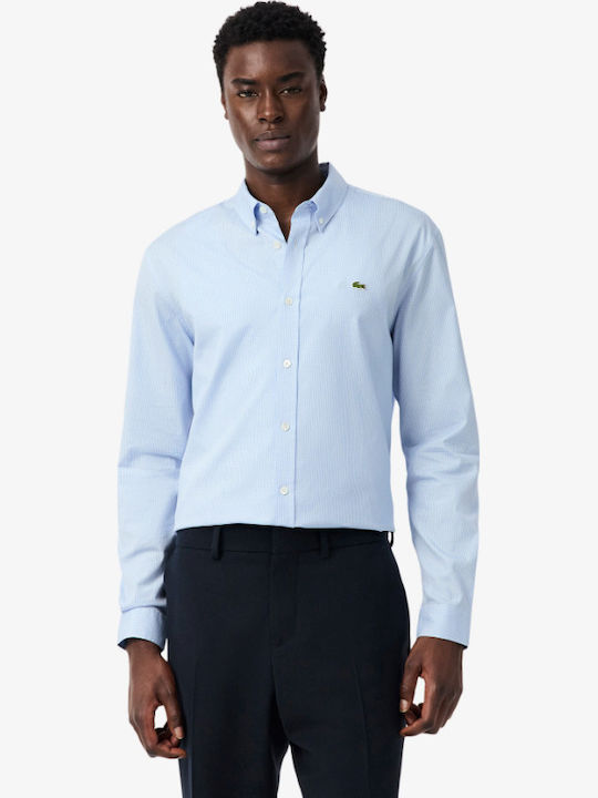 Lacoste Βαμβακερό Πουκάμισο Γαλάζιο