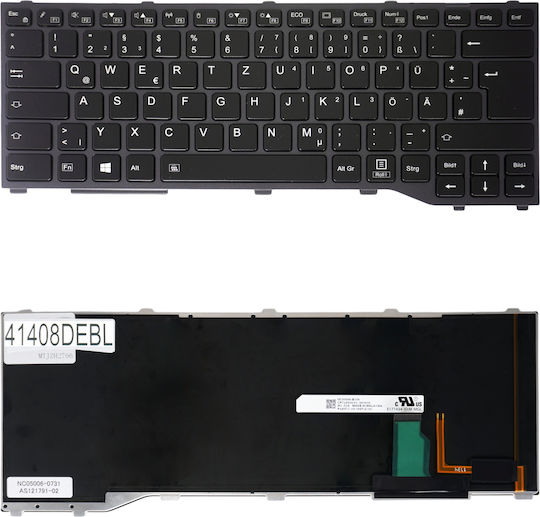 German Laptop Keyboard Fujitsu Lifebook T937 T938 T939 Cp724511-01 Nc05006-b310 Cp724508-01 Cp724506-01 Cp724521-001 Cp793974-03 De Backlight Black Gray Frame Code 41408debl
