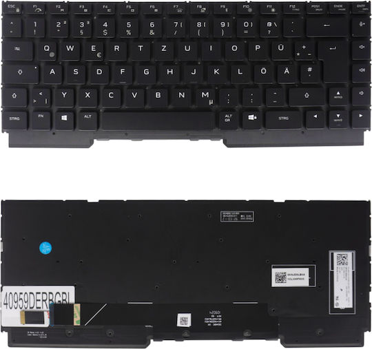 Немска Клавиатура За Лаптоп German Laptop Keyboard Dell G Series G16 7620 7625 7630 7635 06njjk 54gh5 054gh5 Vgm7g Pk1336u1c16 Nsk-deabbc De Без Рамка С Персонално Rgb Задно Осветяване Черна Код 40959derbgbl