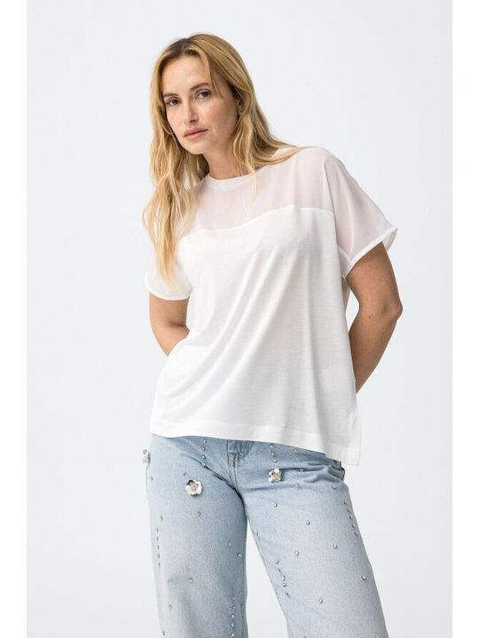Tiffosi Women's T-shirt with Mesh White