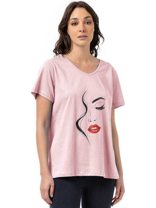 Bodymove Damen Bluse Baumwolle Rosa Woman