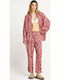 Women's High Rise Linen Trousers with Rubber Band in Regular Fit White/pineapple