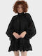 Mini Evening Dress with Lace and Ruffles Black