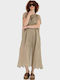 Summer Midi Shirt Dress Beige
